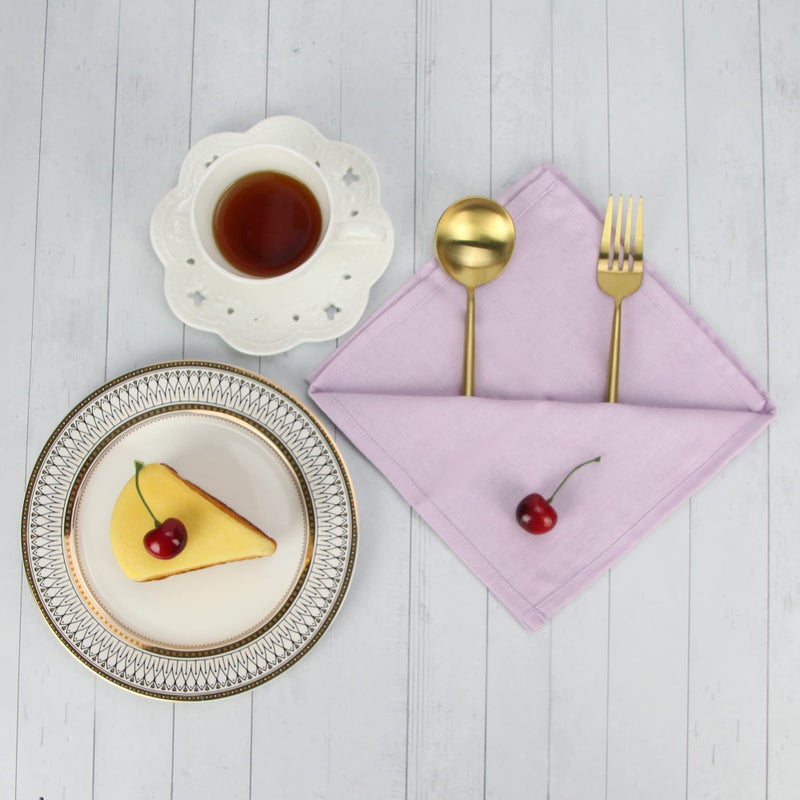 INFEI Solid Color Linen Blended Thin Dinner Cloth Napkins - Set of 12 (40 x 40 cm) - for Wedding Parties Events & Home Use (Lavender) - Image 3